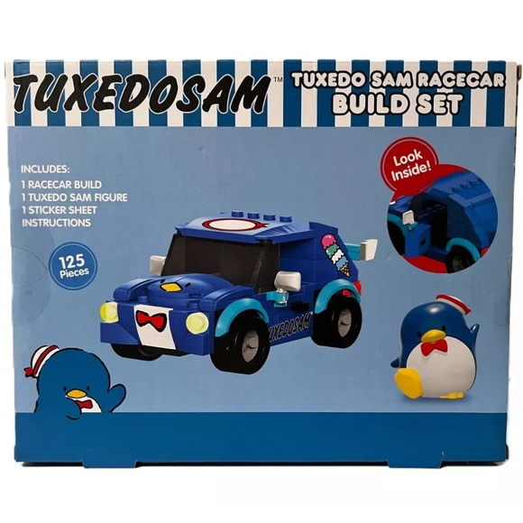 New Sanrio Hello Kitty Tuxedo Sam Racecar Build Set 125 Pc W/ Tuxedo Sam Figure - Picture 2 of 3